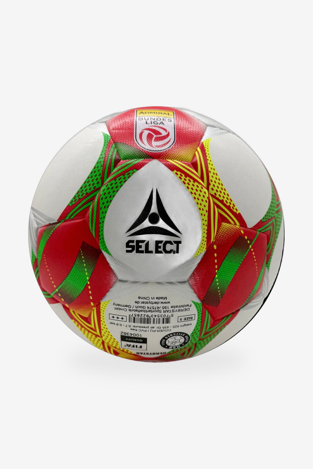 Balón Select Admiral Bundesliga Austriaca Blanco, Rojo y Verde