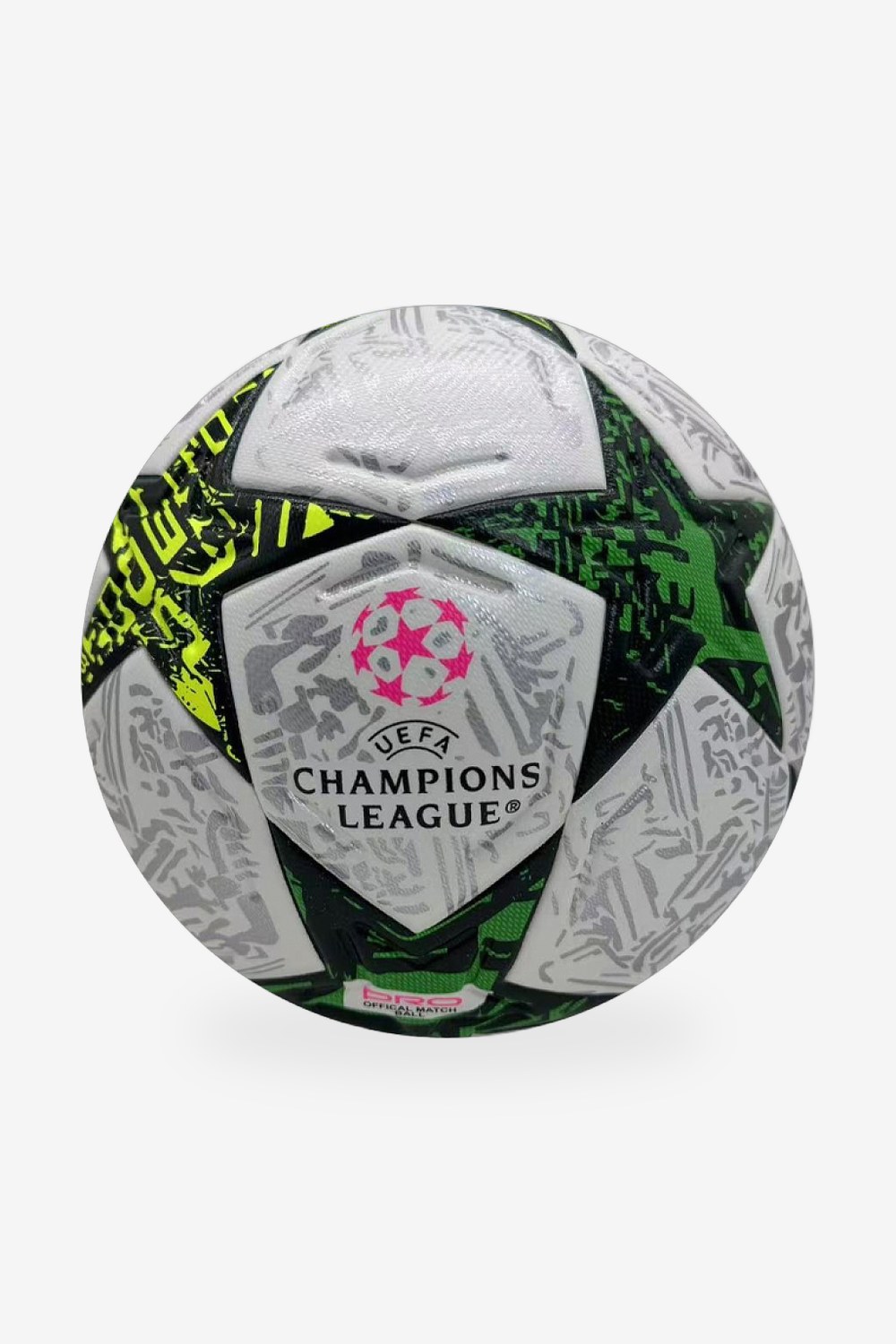 Balón Champions League Pro Blanco, Verde y Amarillo Neón