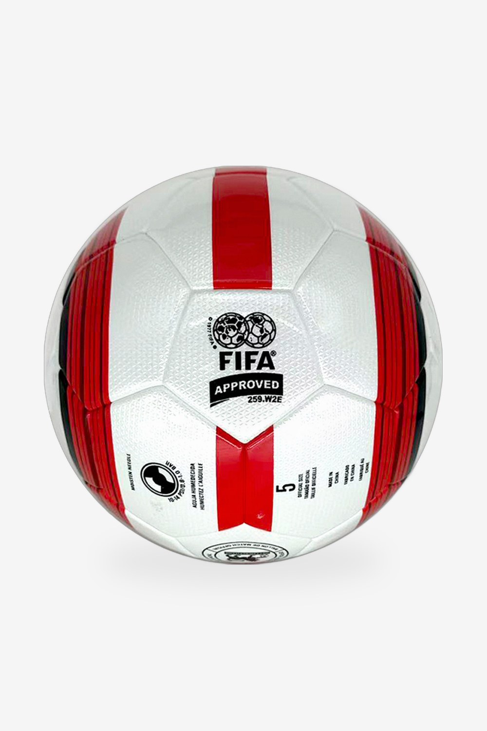 Balón Blanco con Rayas Rojas y Negras
