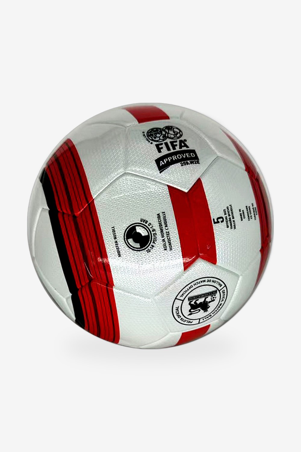 Balón Blanco con Rayas Rojas y Negras 2