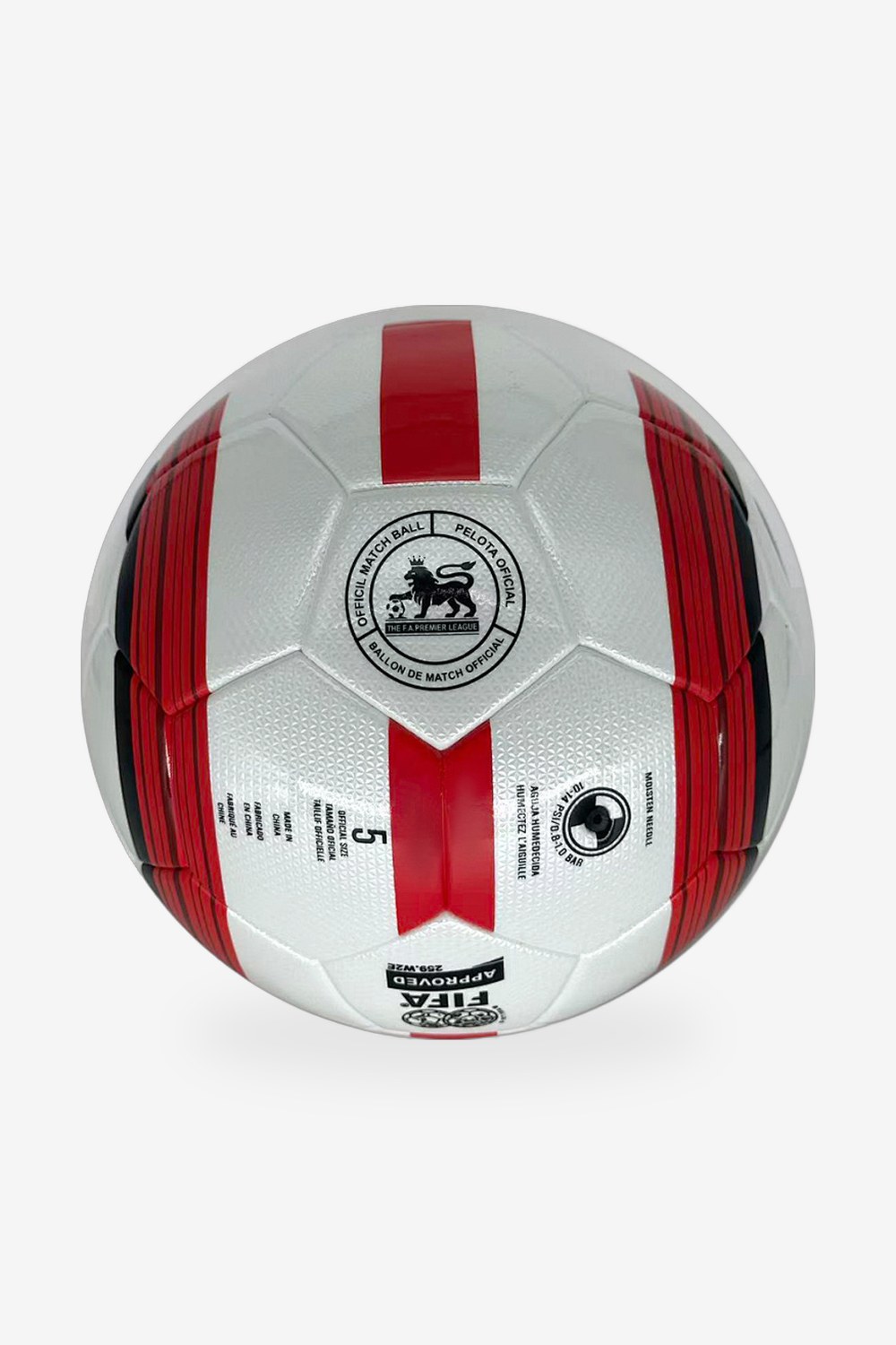 Balón Blanco con Rayas Rojas y Negras 3