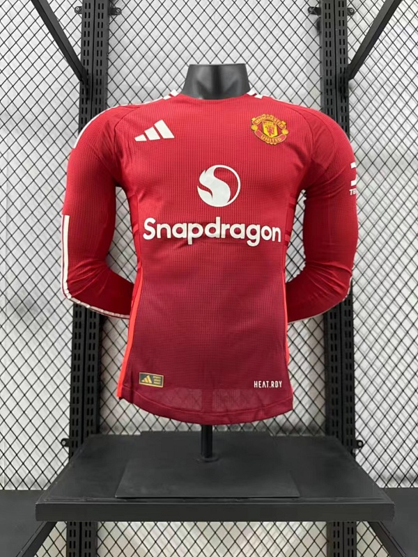 Manchester United Local Versión Jugador 2024/25 (Roja, Manga Larga)