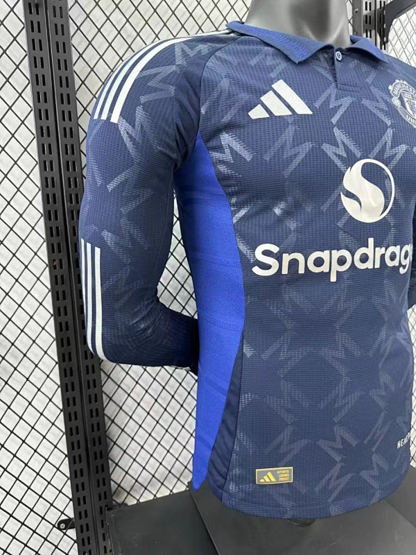 Manchester United Visitante Versión Jugador 2024/25 (Azul Marino, Manga Larga) 6