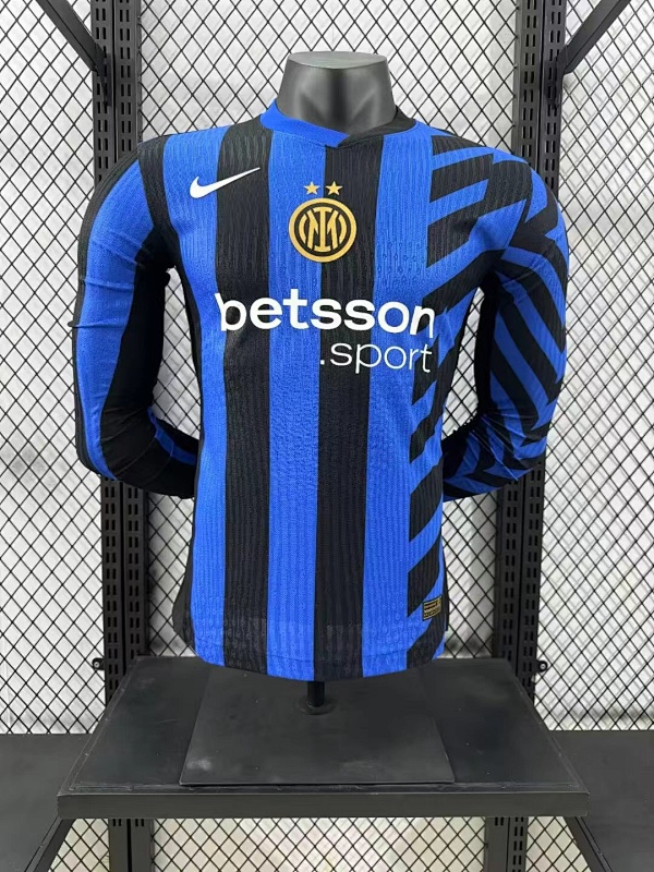 Inter Milan Local Versión Jugador 2024/25 (Azul y Negro, Manga Larga)