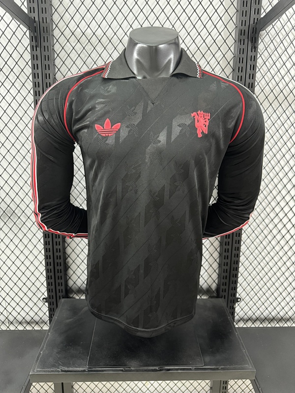 Manchester United Edición Retro 2024/25 (Negra, Manga Larga)