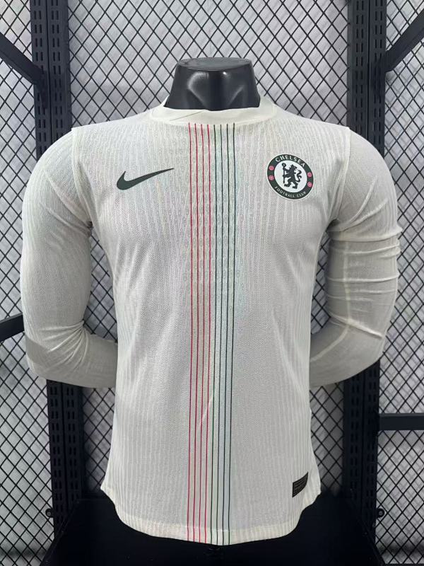 Chelsea Visitante Versión Jugador 2025/26 (Blanca, Manga Larga)