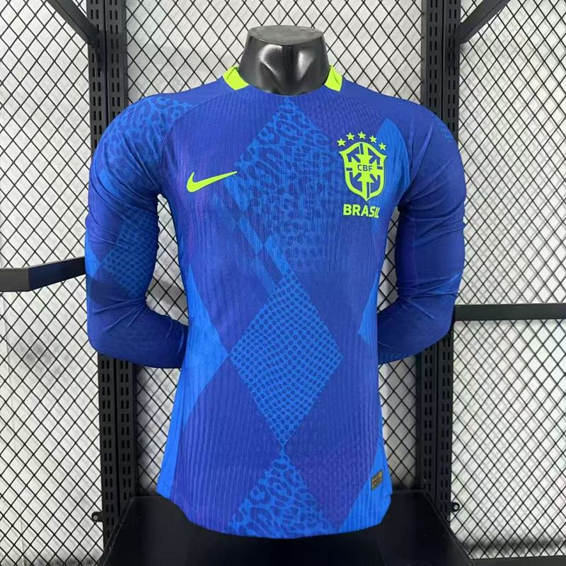 Brasil Visitante Versión Jugador 2025/26 (Azul, Manga Larga)