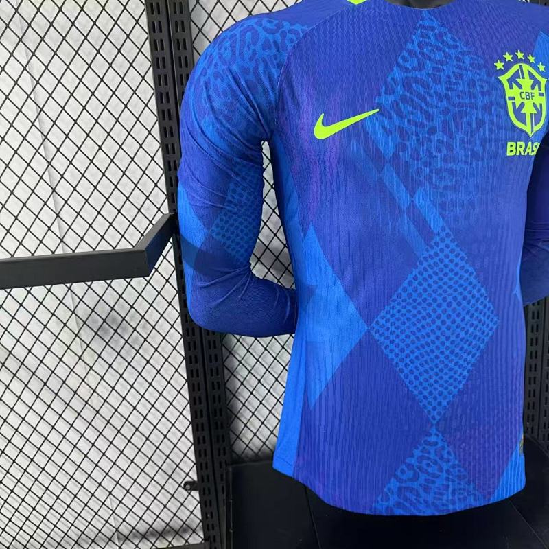 Brasil Visitante Versión Jugador 2025/26 (Azul, Manga Larga) 6