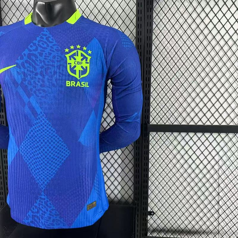 Brasil Visitante Versión Jugador 2025/26 (Azul, Manga Larga) 7