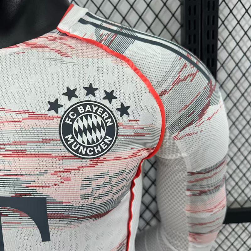 Bayern Munich Visitante Versión Jugador 2025/26 (Blanca, Manga Larga) 5