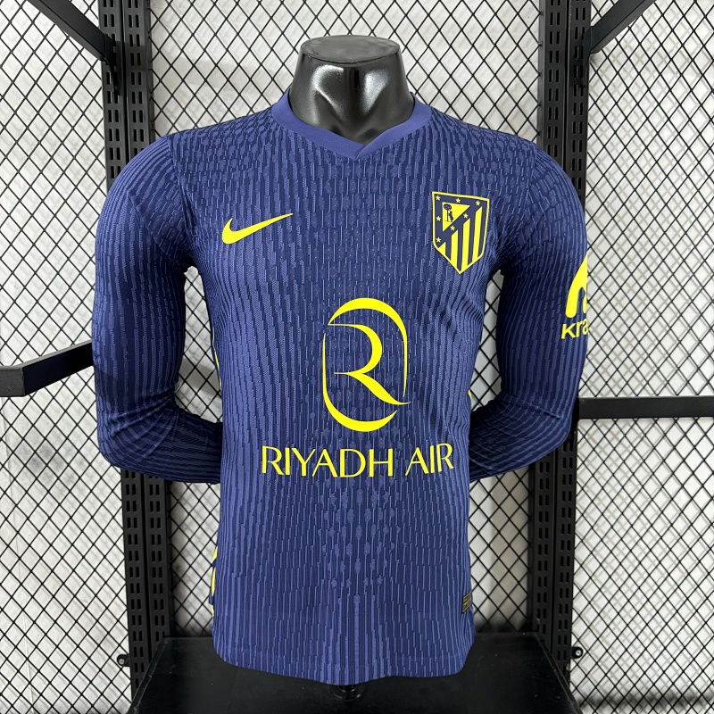 Atletico Madrid Visitante Versión Jugador 2025/26 (Azul Marino, Manga Larga)