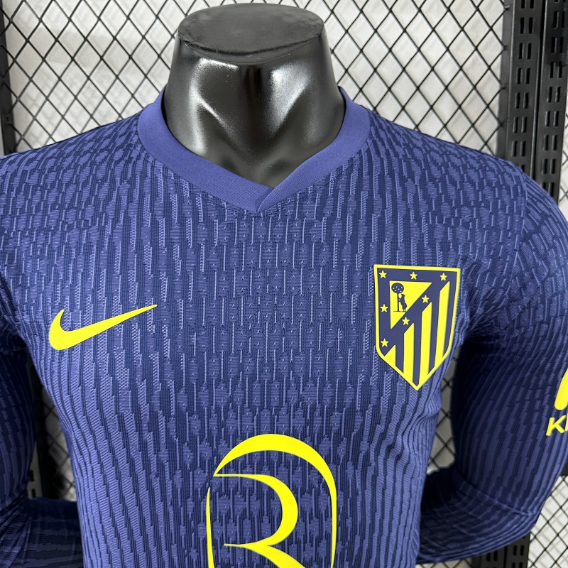 Atletico Madrid Visitante Versión Jugador 2025/26 (Azul Marino, Manga Larga) 3