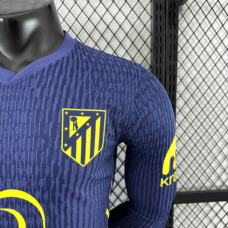 Atletico Madrid Visitante Versión Jugador 2025/26 (Azul Marino, Manga Larga) 5