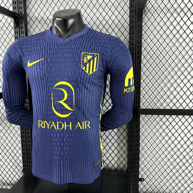 Atletico Madrid Visitante Versión Jugador 2025/26 (Azul Marino, Manga Larga) 7
