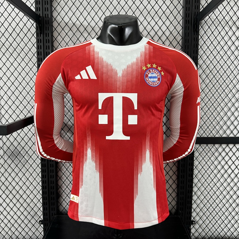 Bayern Munich Local Versión Jugador 2025/26 (Roja, Manga Larga)