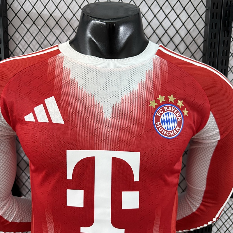 Bayern Munich Local Versión Jugador 2025/26 (Roja, Manga Larga) 3