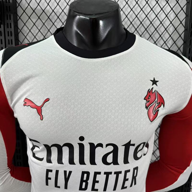 AC Milan Visitante Versión Jugador 2025/26 (Blanca, Manga Larga) 3