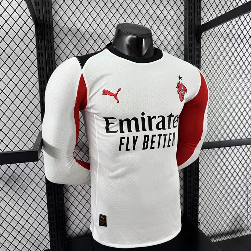 AC Milan Visitante Versión Jugador 2025/26 (Blanca, Manga Larga) 6