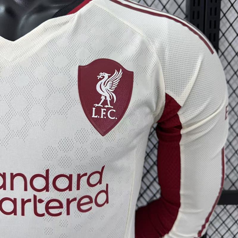 Liverpool Visitante Versión Jugador 2025/26 (Blanca, Manga Larga) 5