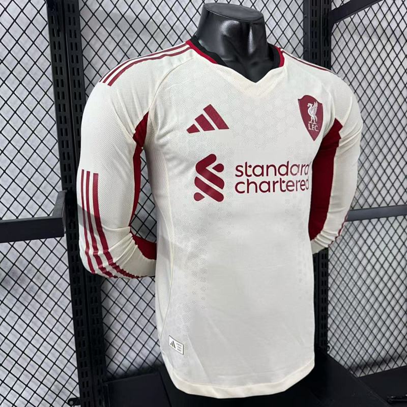 Liverpool Visitante Versión Jugador 2025/26 (Blanca, Manga Larga) 6