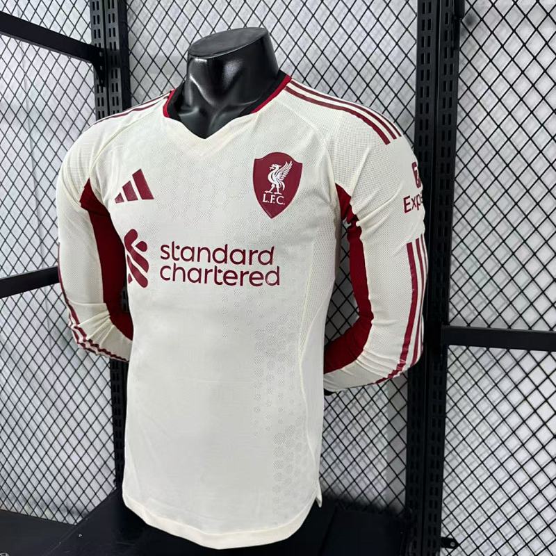 Liverpool Visitante Versión Jugador 2025/26 (Blanca, Manga Larga) 7