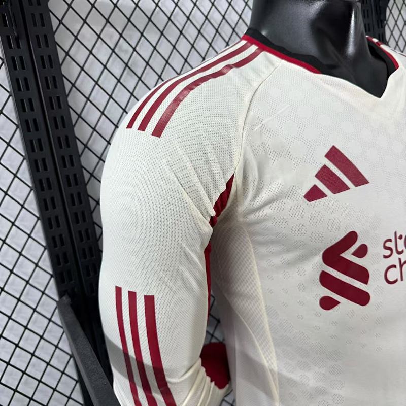 Liverpool Visitante Versión Jugador 2025/26 (Blanca, Manga Larga) 8
