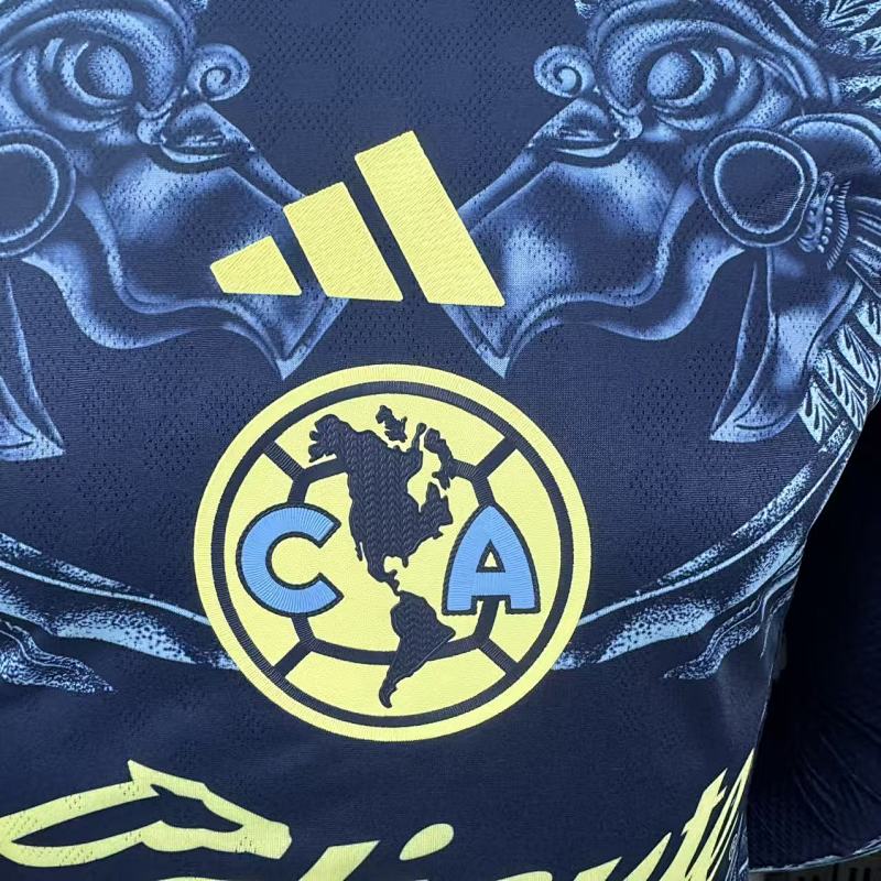 Club America Visitante Versión Jugador 2025/26 (Azul Marino, Manga Larga) 4