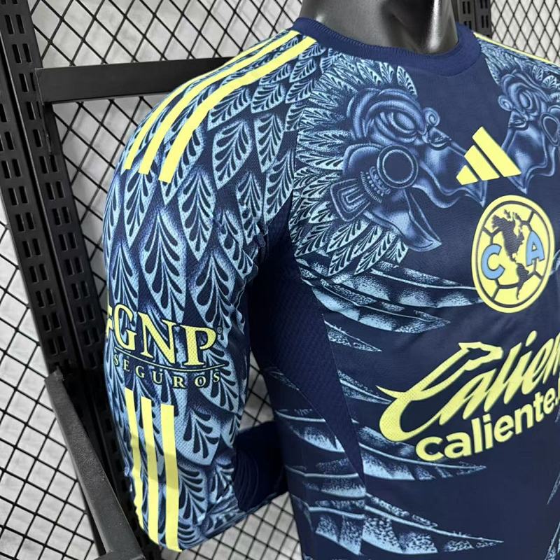 Club America Visitante Versión Jugador 2025/26 (Azul Marino, Manga Larga) 7