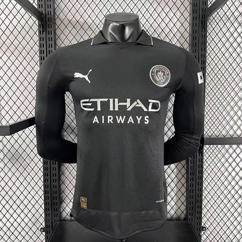 Manchester City Visitante Versión Jugador 2025/26 (Negra, Manga Larga)