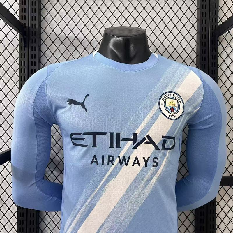 Manchester City Local Versión Jugador 2025/26 (Celeste, Manga Larga) 3