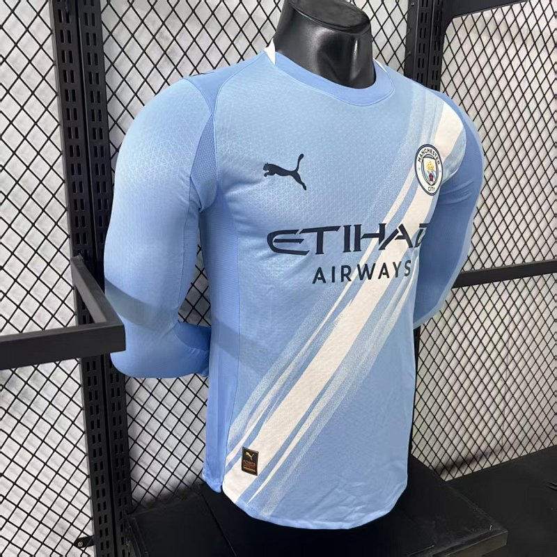 Manchester City Local Versión Jugador 2025/26 (Celeste, Manga Larga) 6