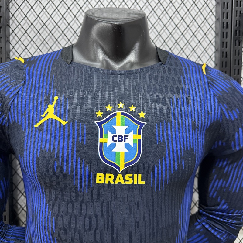 Brasil Visitante Versión Jugador 2026 (Azul, Manga Larga) 3