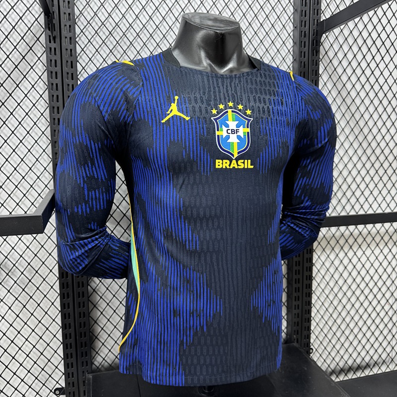 Brasil Visitante Versión Jugador 2026 (Azul, Manga Larga) 6