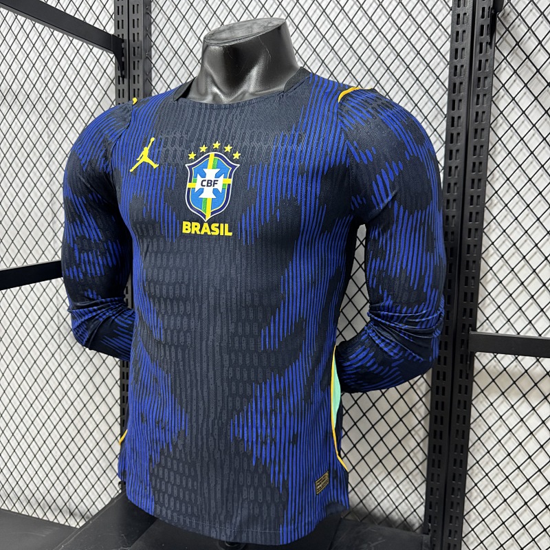 Brasil Visitante Versión Jugador 2026 (Azul, Manga Larga) 7