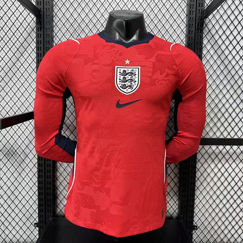 Inglaterra Visitante Versión Jugador 2026 (Roja, Manga Larga)