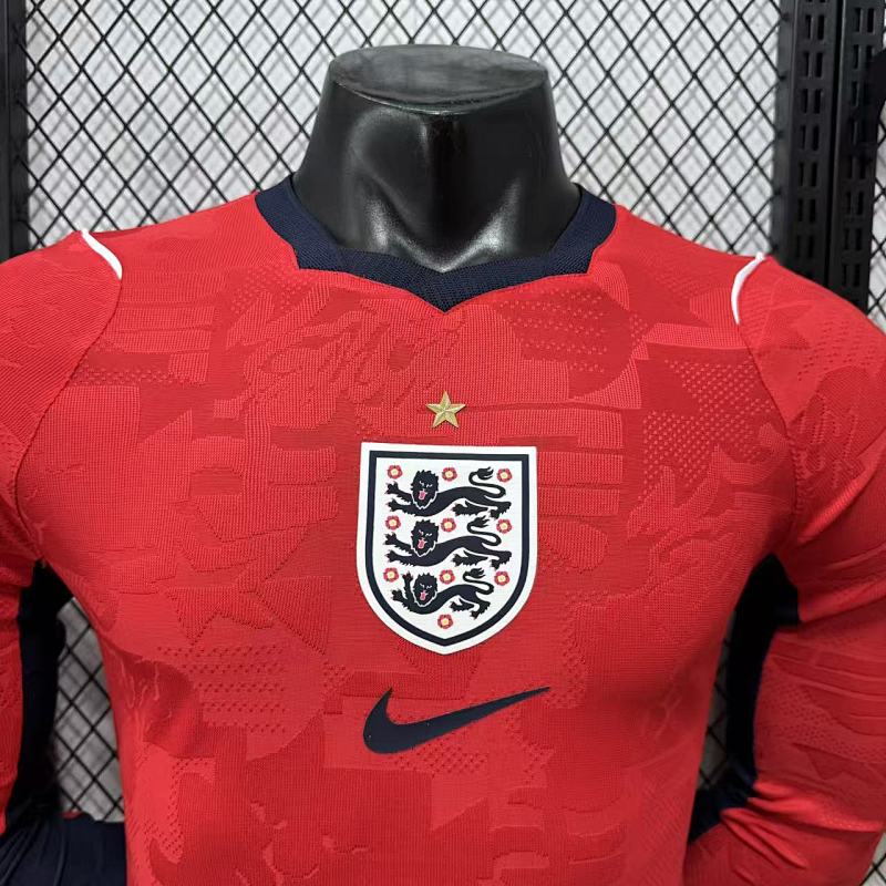 Inglaterra Visitante Versión Jugador 2026 (Roja, Manga Larga) 3