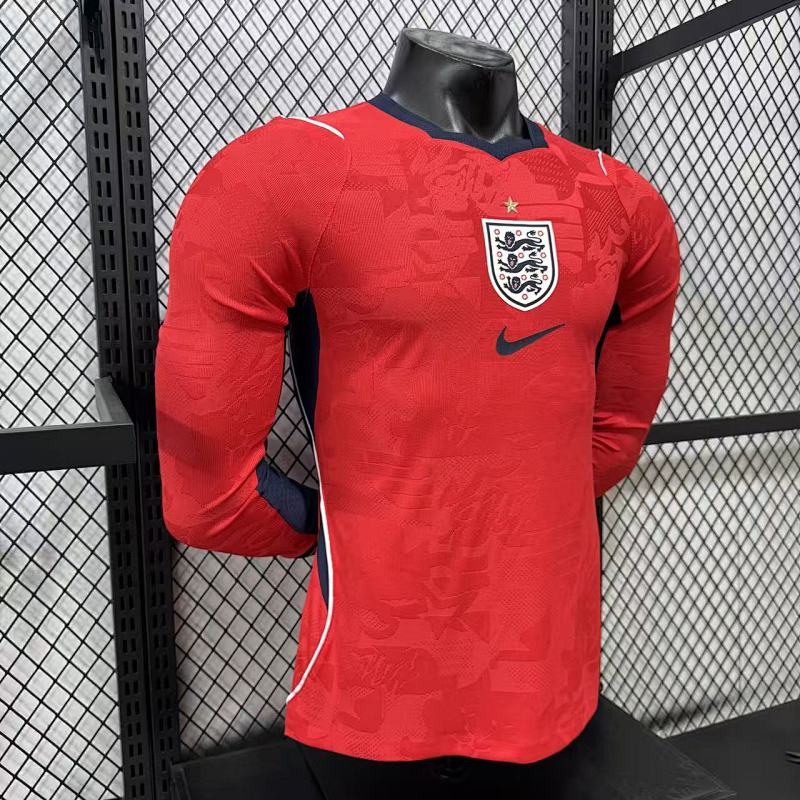 Inglaterra Visitante Versión Jugador 2026 (Roja, Manga Larga) 5