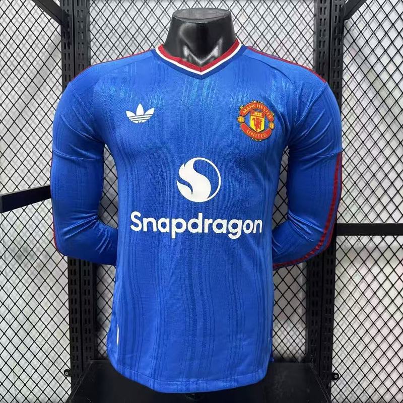 Manchester United Visitante Versión Jugador 2026/27 (Azul, Manga Larga)