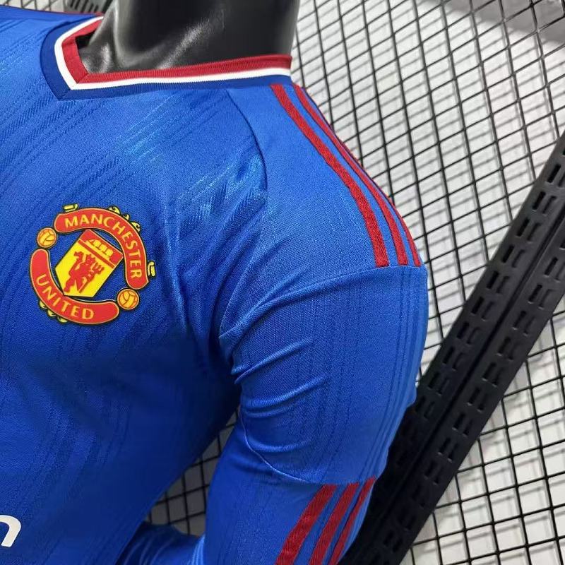 Manchester United Visitante Versión Jugador 2026/27 (Azul, Manga Larga) 4