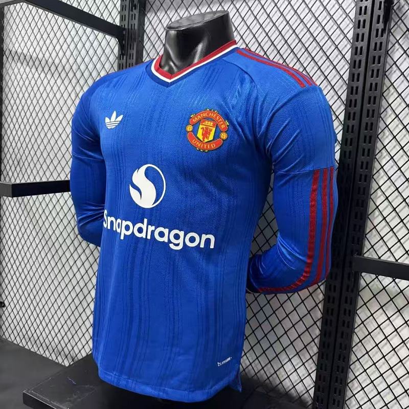 Manchester United Visitante Versión Jugador 2026/27 (Azul, Manga Larga) 6