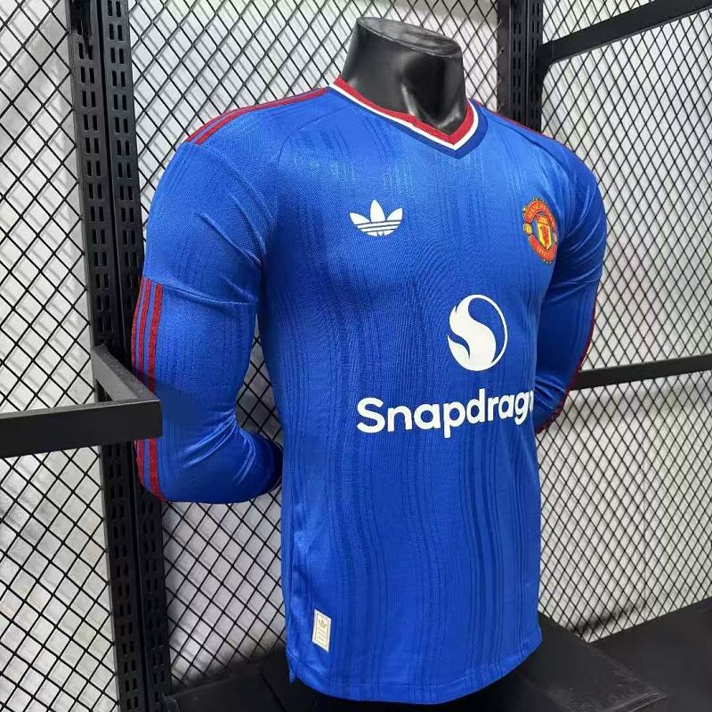 Manchester United Visitante Versión Jugador 2026/27 (Azul, Manga Larga) 7