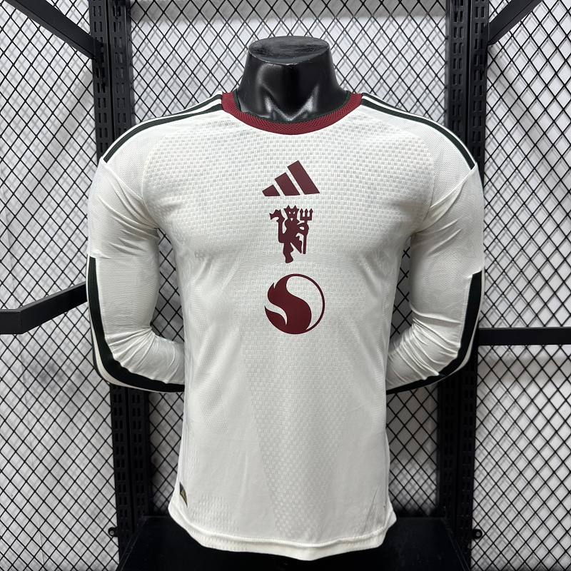 Manchester United Tercera Versión Jugador 2026/27 (Blanca, Manga Larga)