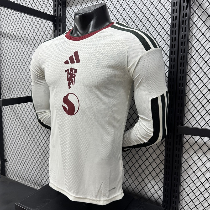 Manchester United Tercera Versión Jugador 2026/27 (Blanca, Manga Larga) 6