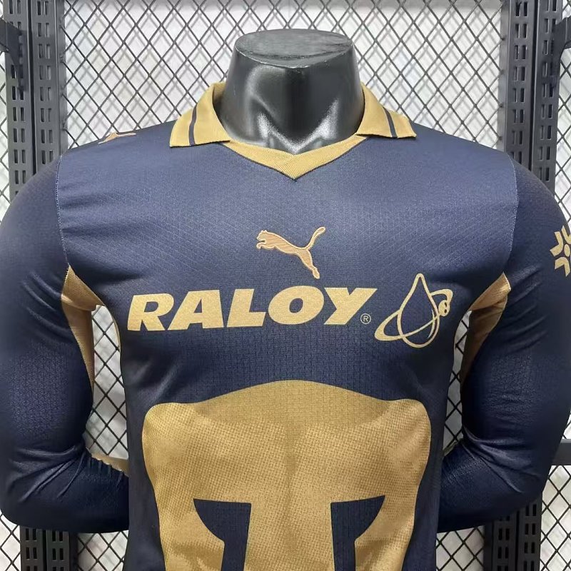 Pumas UNAM Visitante Versión Jugador 2026/27 (Azul Marino, Manga Larga) 3