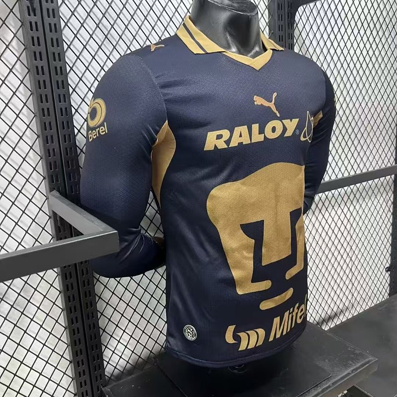 Pumas UNAM Visitante Versión Jugador 2026/27 (Azul Marino, Manga Larga) 5