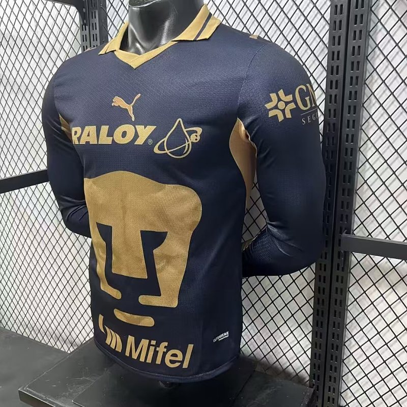 Pumas UNAM Visitante Versión Jugador 2026/27 (Azul Marino, Manga Larga) 6