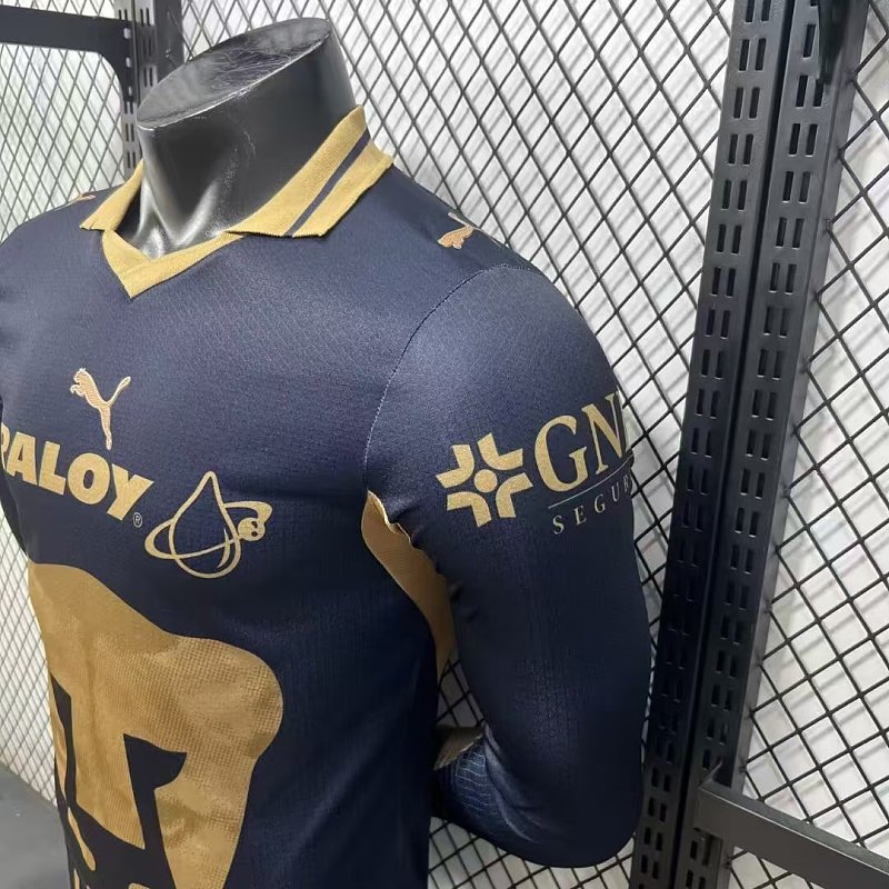 Pumas UNAM Visitante Versión Jugador 2026/27 (Azul Marino, Manga Larga) 8